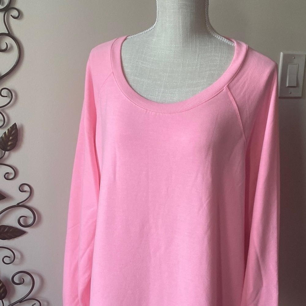 Jockey Sport Fleece Sweatshirt    Crossover Hem   Polyester/Rayon    Pink    2XL